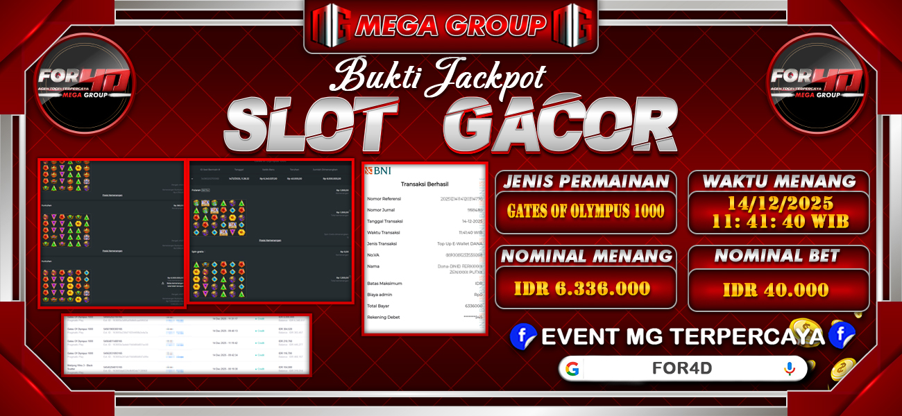 Bukti JP situs For4D hari Minggu, 14 Desember 2025