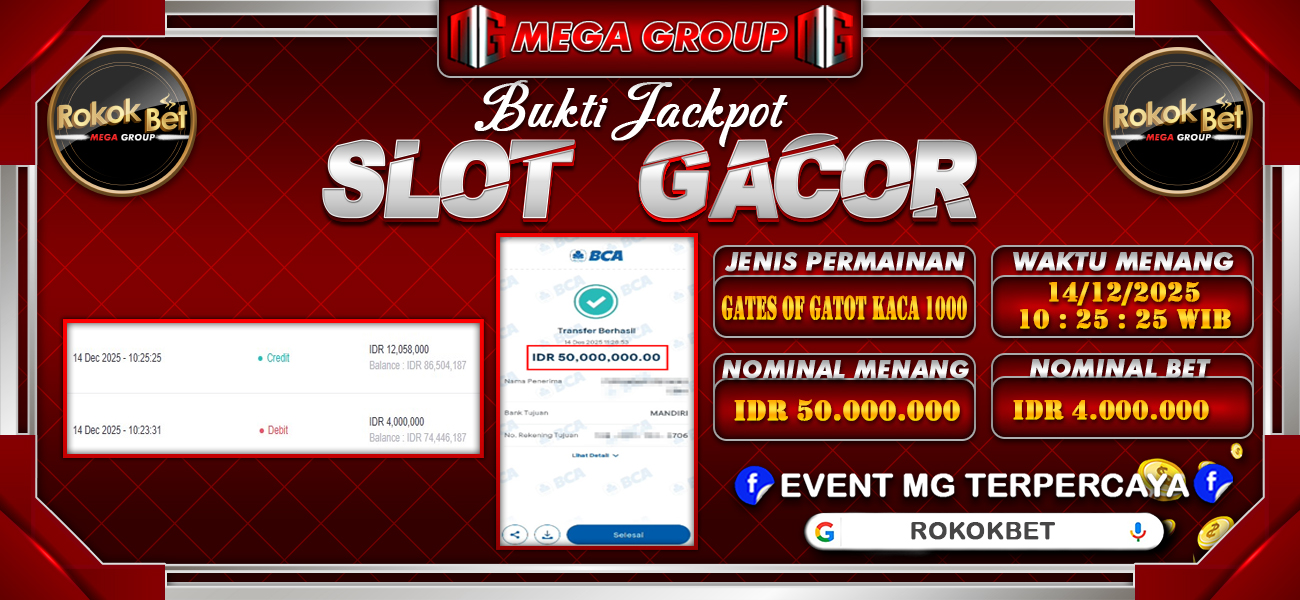 Bukti JP situs Rokokbet hari Minggu, 14 Desember 2025